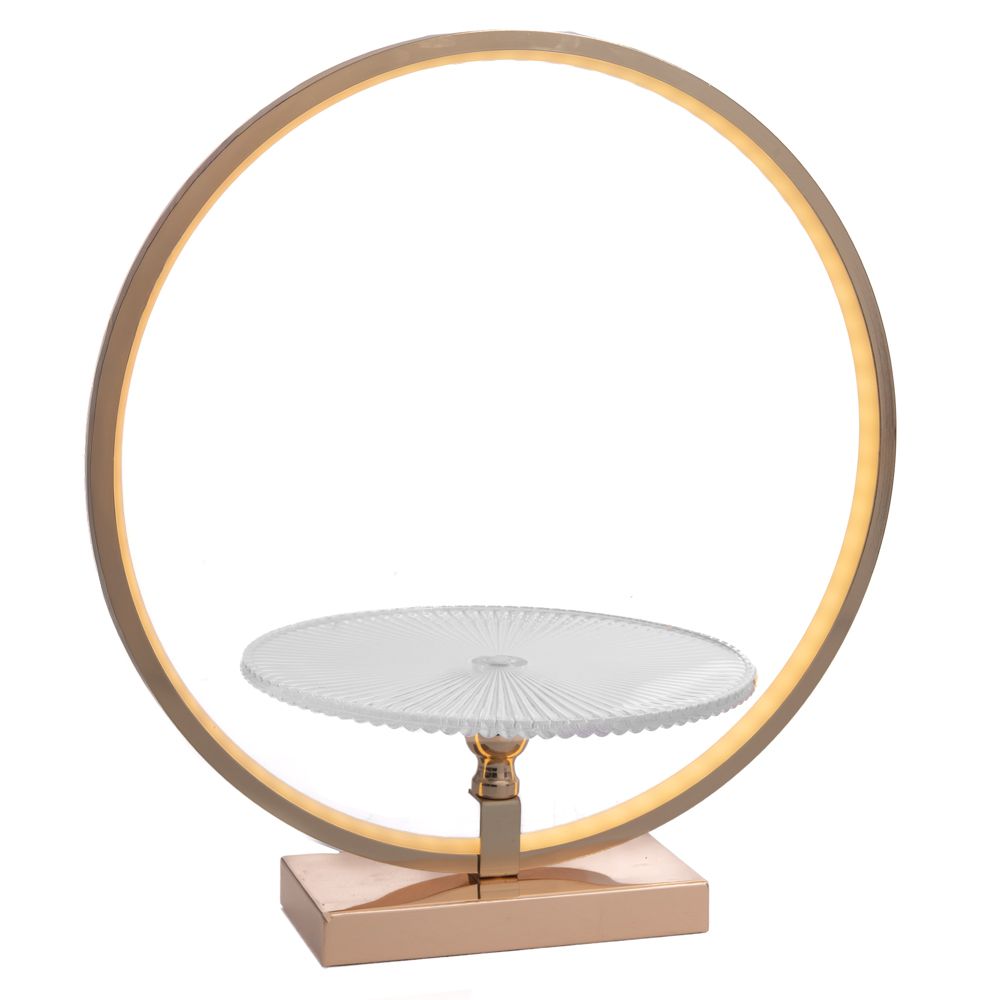  Златен метален венец със стъклена плоча и LED осветление 40×25×43 см