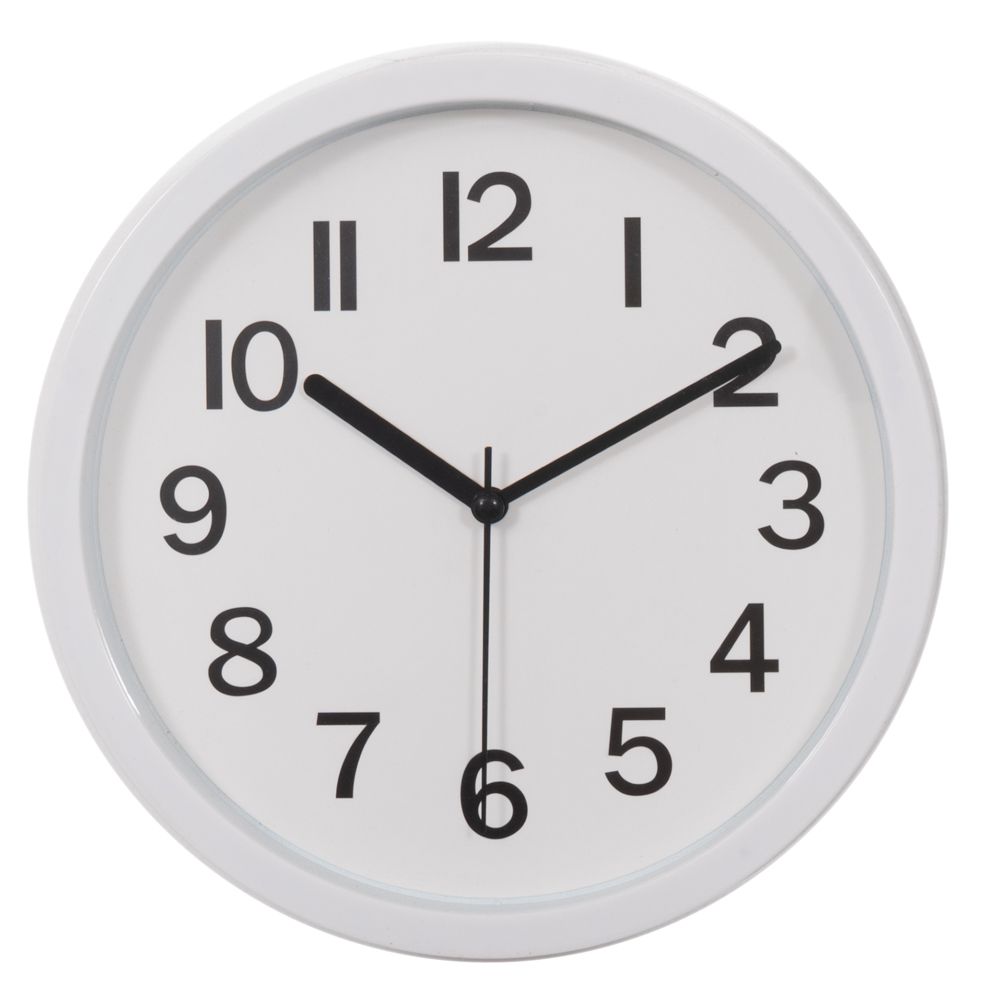  ДЕКОРАТИВЕН КРЪГЛ МЕТАЛЕН СТЕНЕН ЧАСОВНИК В БЯЛ ЦВЯТ, ДИАМЕТЪР 22 СМ