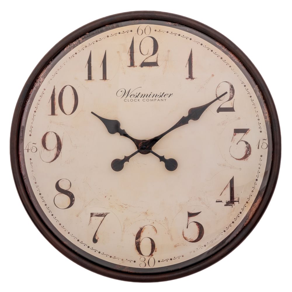  ДЕКОРАТИВЕН КРЪГЛ МЕТАЛЕН СТЕНЕН ЧАСОВНИК В БЕЖ-КАФЯВ ЦВЯТ, Д50 см