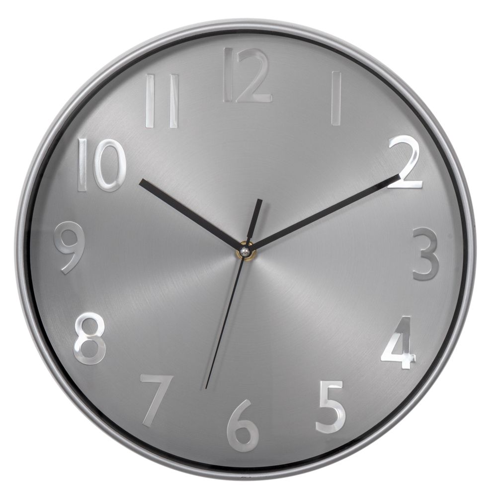  ДЕКОРАТИВЕН КРЪГЛ МЕТАЛЕН СТЕНЕН ЧАСОВНИК В СРЕБЪРЕН ЦВЯТ, Д30СМ