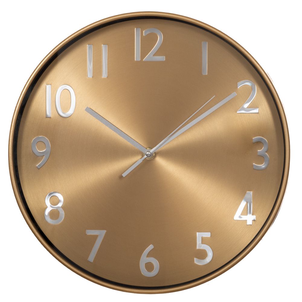  ДЕКОРАТИВЕН КРЪГЛ МЕТАЛЕН СТЕНЕН ЧАС В ЗЛАТЕН ЦВЯТ, Д30СМ