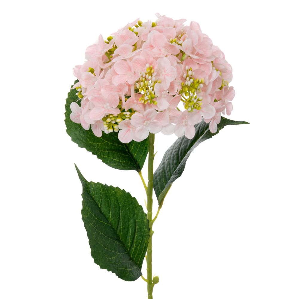  Стъбло от хортензия с реалистична текстура, цвят светлорозово, 18 x 61,5 см