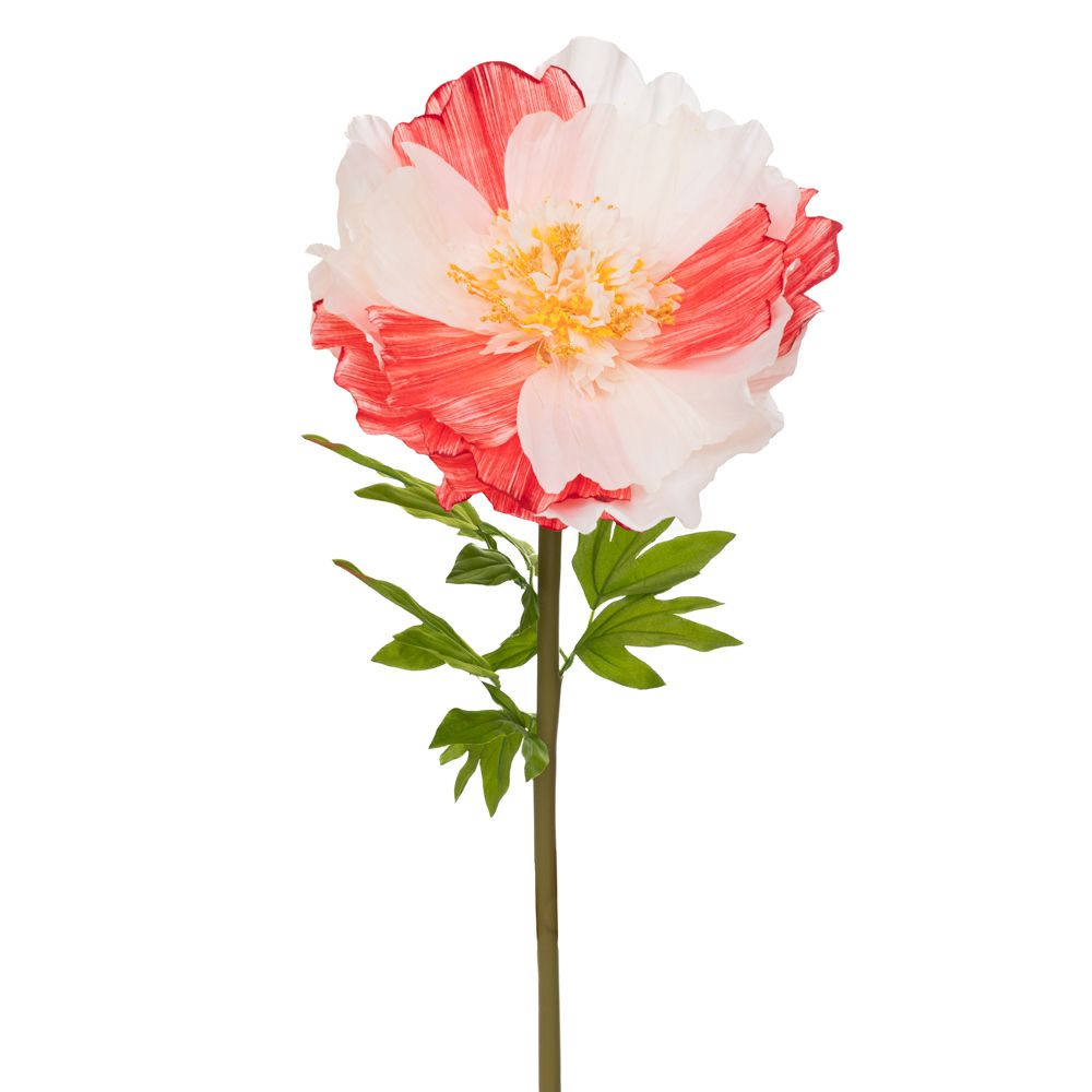  ИЗКУСТВЕНИ ГИГАНТСКИ СТЪБЛА, ЧЕРВЕНО-КРЕМОВА БОЖУРКА В КРЪГЛА ОСНОВА 40X40X115 см