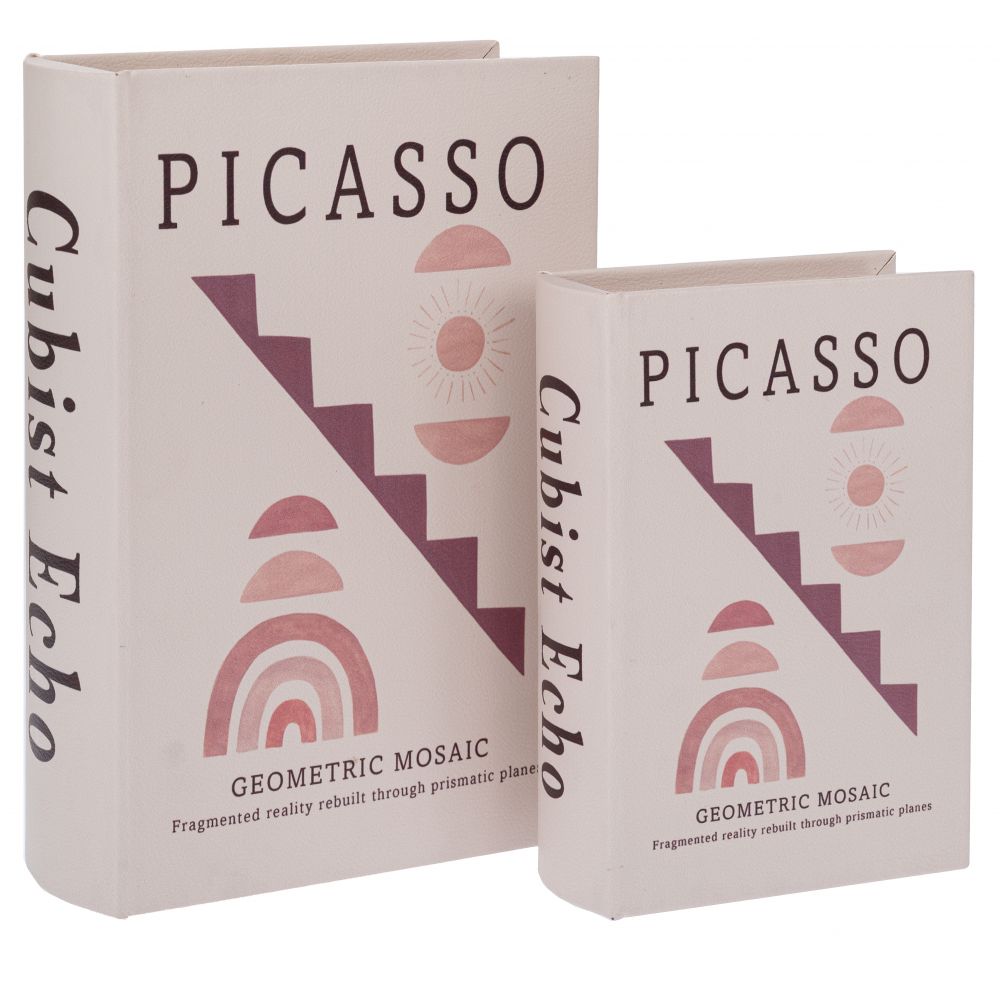  КОМПЛЕКТ ОТ 2 ДЕКОРАТИВНИ КУТИИ ЗА СЪХРАНЕНИЕ НА КНИГИ В ЦВЯТ СЪМОН, 19X7X27 СМ