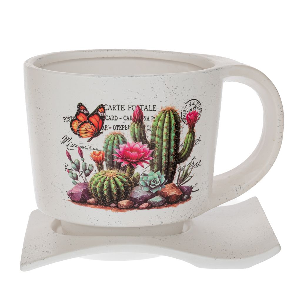  КЕРАМИЧНА ЧАША ЗА ЧАЙ С МОТИВ НА КАКТУС 23X17X16 см