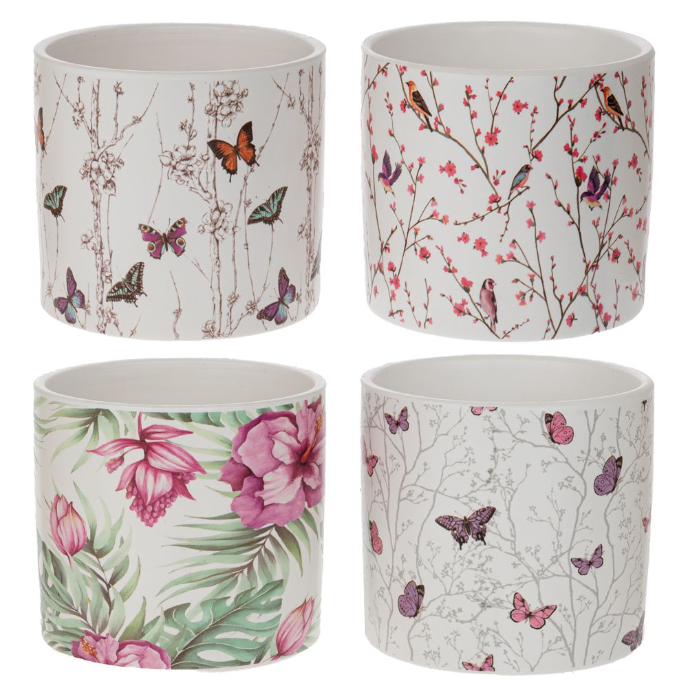  КЕРАМИЧЕН СЪД С МОТИВ НА ПЕПЕРУДИ 13X13X12 СМ, 4 ЦВЕТА