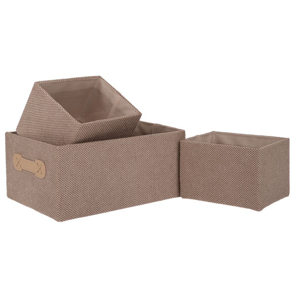  КОМПЛЕКТ ОТ 3 КОШНИЦИ ЗА СЪХРАНЕНИЕ ОТ КРЕМОВА ТКАН 31X21X14 см и 18X14X12 см