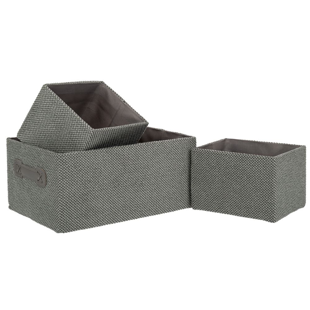  КОМПЛЕКТ ОТ 3 КОШНИЦИ ЗА СЪХРАНЕНИЕ ОТ СИВА ТКАН 31X21X14 см и 18X14X12 см