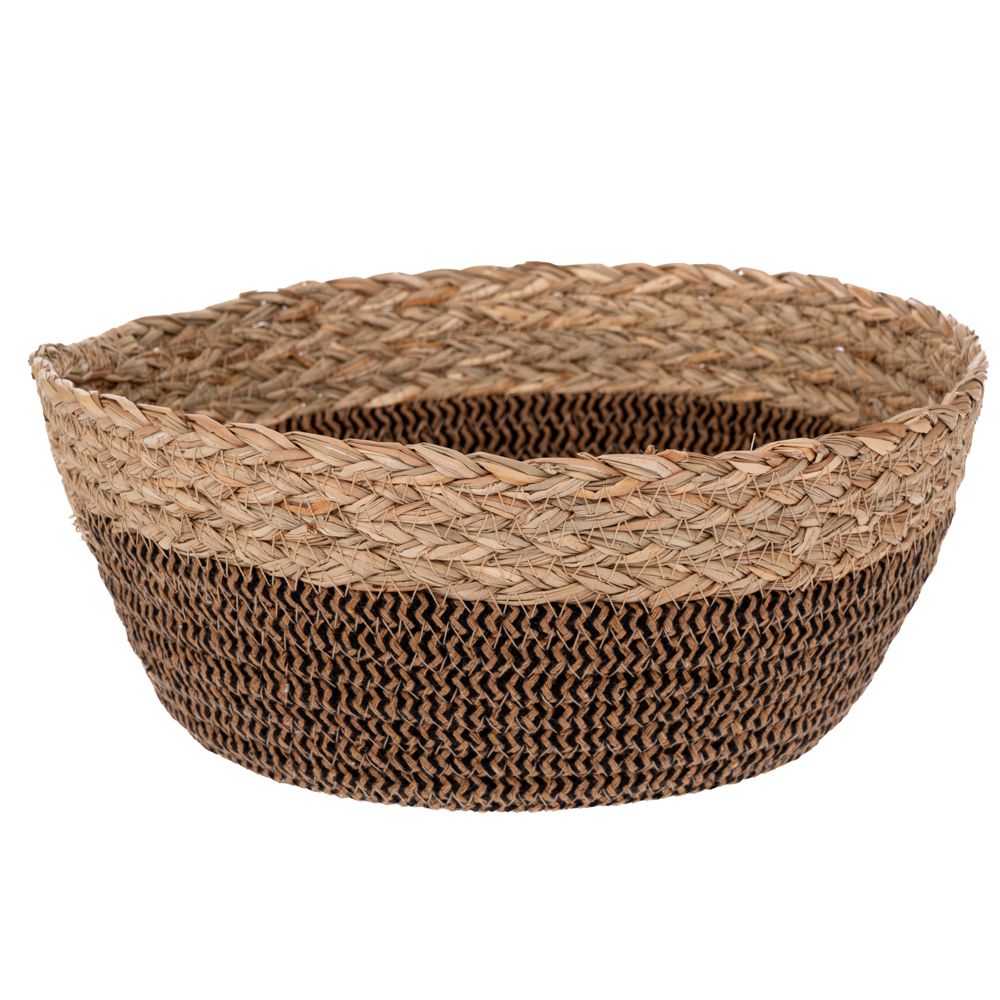 КАФЯВА КРЪГЛА КОШНИЦА ОТ ПЛЕТЕНА ТРЕСА, Д26X12 см