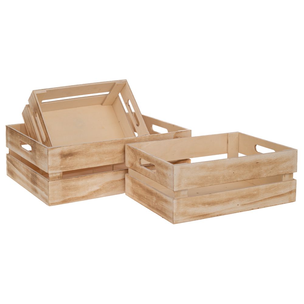  КОМПЛЕКТ ОТ 3 ДЪРВЕНИ КАСЕТИ 38X18X13, 33X23X12 И 27X18X10 СМ