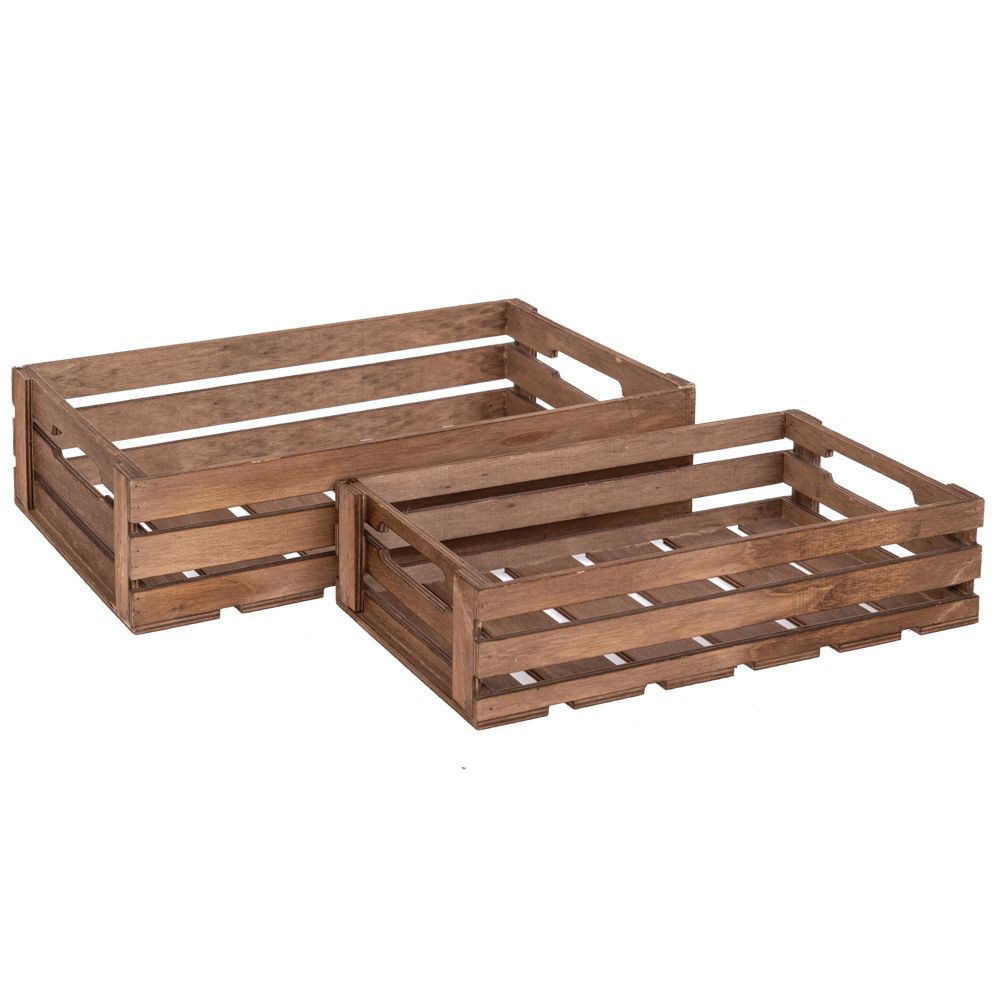  КОМПЛЕКТ ОТ 2 ЕСТЕСТВЕНИ ДЪРВЕНИ КАСЕТИ 33X20X8 28X17X6,5 СМ