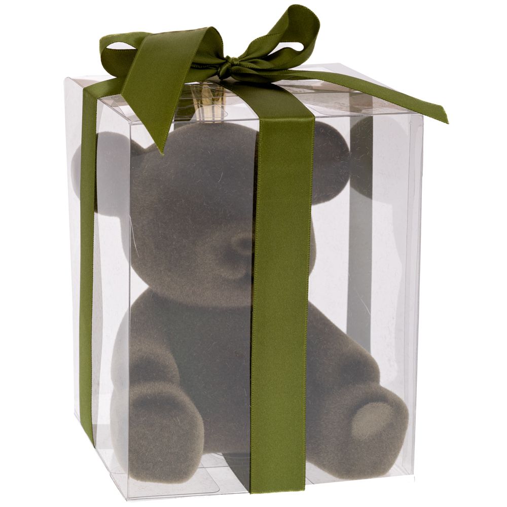  Коледна зелена мечешка фигурка с корона в PVC кутия, 13x17 см