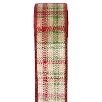 CHRISTMAS WIRED RIBBON 6.3CM X 9 METERS GREEN AND RED PLAID
