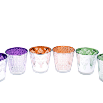 Glass candleholder mix colors, 6.5*6.5*6.6CM(12X96)
