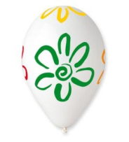 Балон пастел,бял &ldquo;Цветя&ldquo; GS110, 30СМ
