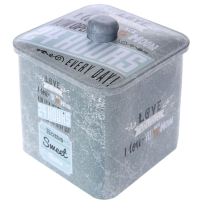 Метална кутия с капак, синя, 12х12х15 см