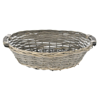 WILLOW GREY BASKET 46X36X12 W WOOD HAND