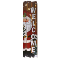 XMAS WOOD SIGN SANTA 6 LED LIGHTS 23X2X90CM