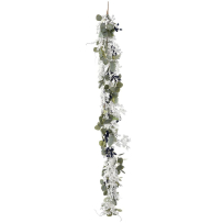 CHRISTMAS GREEN GARLAND WITH BLUE AND WHITE BERRIES 180CM