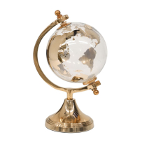 DECO COPPER GLASS WORLD GLOBE D12CM WITH METAL BASE