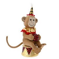 BROWN CIRCUS MONKEY WITH A DRUM 21X16X40CM