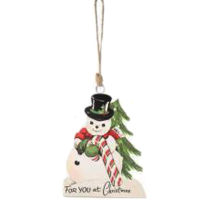 VINTAGE SNOWMAN METAL CHRISTMAS ORNAMENT 9x11CM