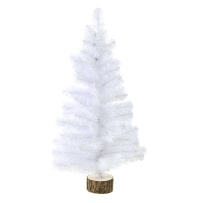 WHITE CHRISTMAS TREE 75CM WITH WOODEN  BASE