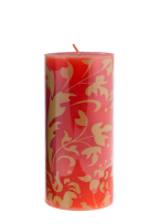Candle Column - orange flowers,  15 cm., (12 /24)