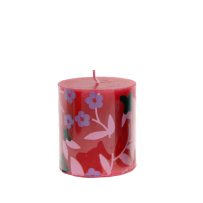 Candle Column - red flowers,  7,5 cm., (12 /48)