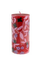 Candle Column - red flowers,  15 cm., (12 /24)