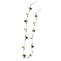 XMAS GARLAND 200CM WITH PINECONES AND GOLD METAL BELLS