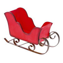 RED WOODEN SLEIGH BOX WITH METAL FRAME  20?8?13CM
