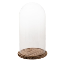 GLASS DECO BELL W WOOD BASE  28?2.5 50?28CM.(25?48CM.)