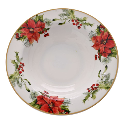  XMAS POINSETTIA SOUP PLATE NEW BONE CHINA 21CM