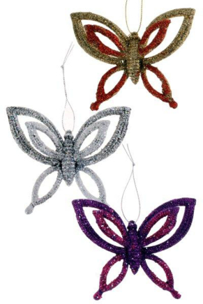 Пеперуда пластик,3 цвята, 8.7x10.5x0.6см (48x192)