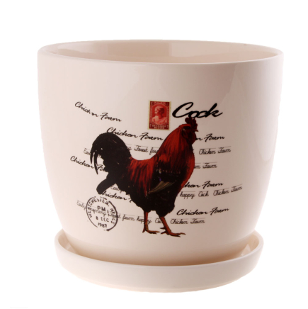 Ceramic pot rooster,21.2X21.2X