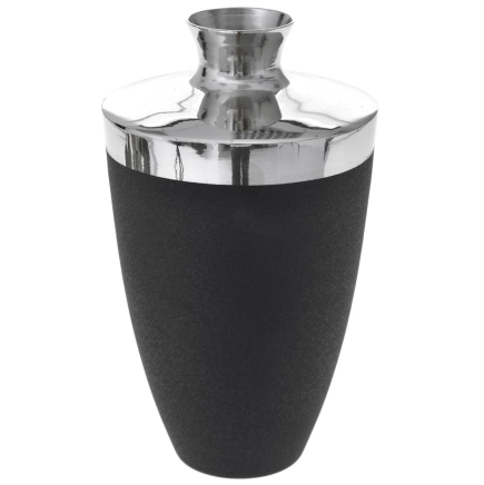 Черна ваза с иноксов кант, 27 см