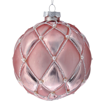 PINK GLASS BALL ORNAMENT 10CM SET 4