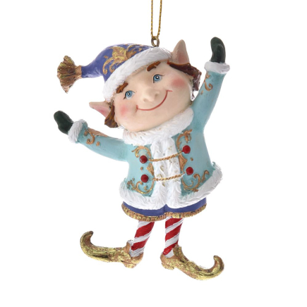 XMAS LIGHT BLUE ELF ORNAMENT 7X4X10CM