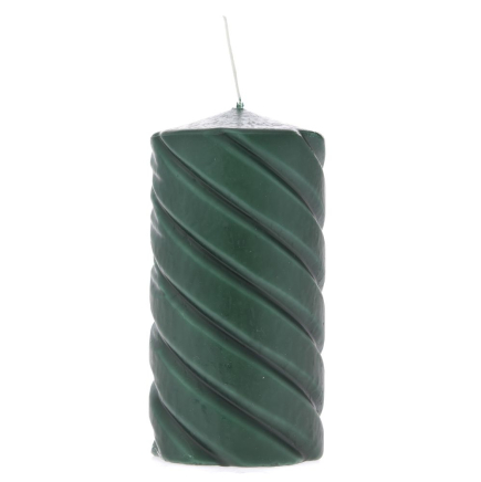 GREEN TWISTED CANDLE 7X14CM
