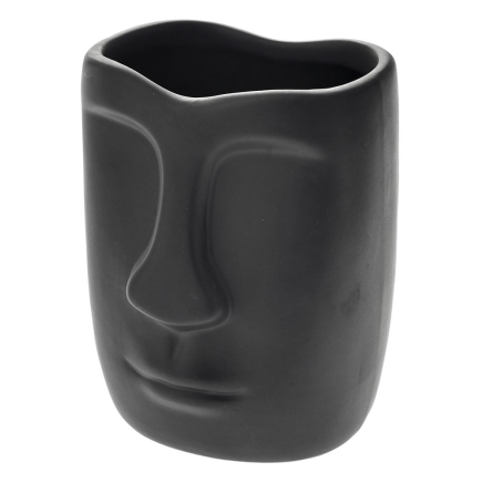 Керамична ваза лице в матово черно. Размер: 10х10х13 см
