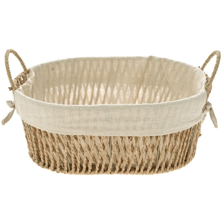 NATURAL WILLOW BASKET WITH FABRIC 35X25X14CM