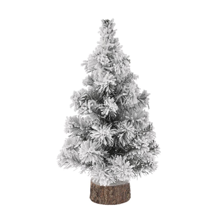 CHRISTMAS TREE WITH SNOW 45CM WITH WOODEN  BASE