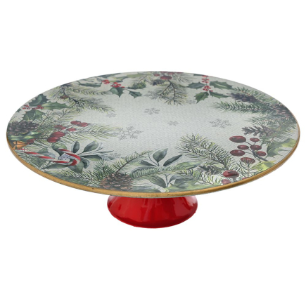 XMAS CAKE STAND WITH BERRIES DESIGN 29X10CM