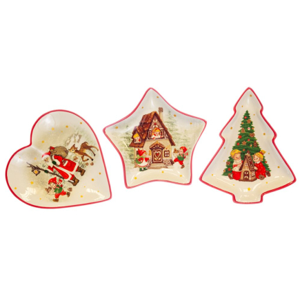 DOLOMITE PLATE XMAS 3DESINGS 14X20X2,5CM 16X13X2CM 14X14X2CM